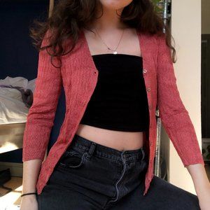 Vintage Orange Red Knit Light Blouse